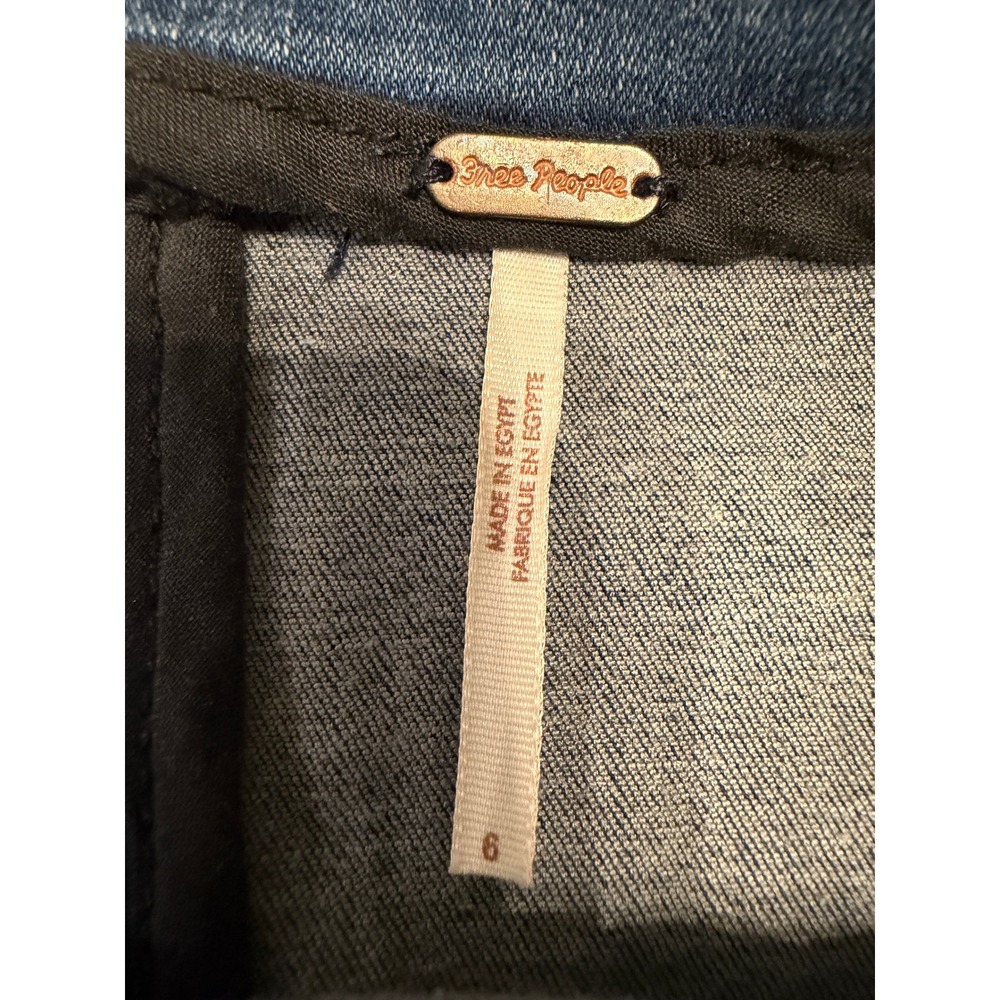 Free People Denim Mini Skirt Medium Wash High Waisted Seamed Blue Size 6 - Picture 6 of 6